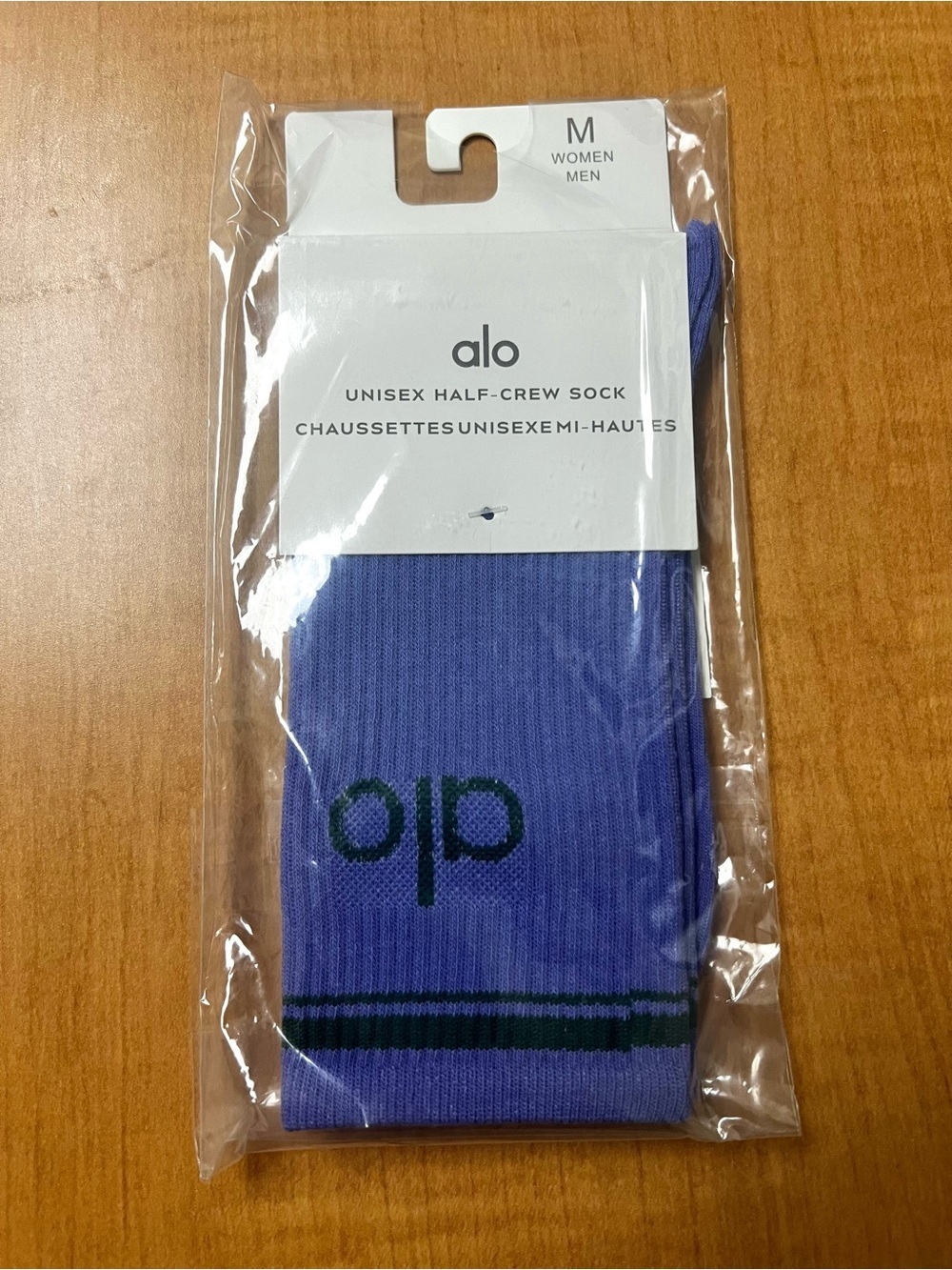 Alo Yoga Unisex Half Crew Throwback Socks M Purple Green Athleisure Casual